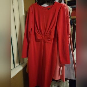 Maggy London Vibrant Red Long Sleeve Dress